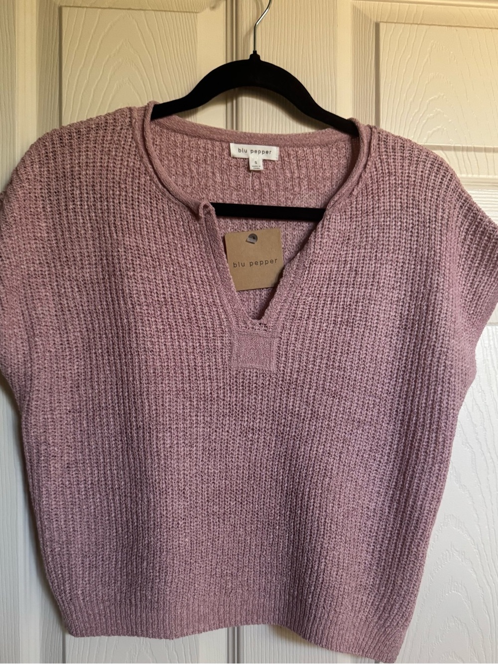 NWT Blu Pepper Mauve-Pink Ribbed V-Neck Sweater Vest, Various Sizes